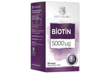 NATURALNEST BIOTIN ICEREN TAKVIYE EDICI GIDA 5000 mcg 30 kapsül İlaç Görseli