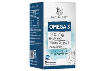 NATURALNEST OMEGA 3 BALIK YAGI, TRIGLISERIT FORM OMEGA 3 ICEREN TAKVIYE EDICI GIDA 1200 mg 30 kapsül İlaç Görseli