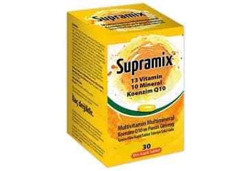 SUPRAMIX MULTIVITAMIN MULTIMINERAL KOENZIM Q10 VE PANAX GINSENG ICEREN FILM TABLET 30 tablet İlaç Görseli