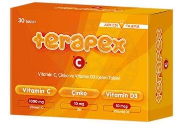 TERAPEX VITAMIN C, CINKO VE VITAMIN D ICEREN TAKVIYE EDICI GIDA TABLET 30 tablet İlaç Görseli