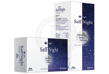 SAFFNIGHT SAFRAN MELISA VALERIAN ICEREN TAKVIYE EDICI GIDA 30 mg 20 tablet İlaç Görseli