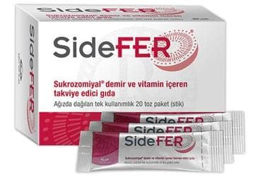 SIDEFER SUKROZOMIYAL DEMIR VE VITAMIN ICEREN TAKVIYE EDICI GIDA 20x14 mg saşe İlaç Görseli