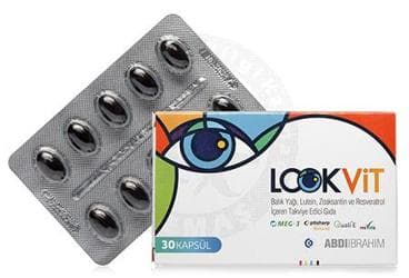 LOOKVIT BALIK YAGI, LUTEIN, ZEAKSANTIN VE RESVERATROL ICEREN TAKVIYE EDICI GIDA 30 kapsül İlaç Görseli