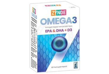 ZYNDE OMEGA 3 VE D3 VITAMINI ICEREN TAKVIYE EDICI GIDA YUMUSAK KAPSUL 60 kapsül İlaç Görseli