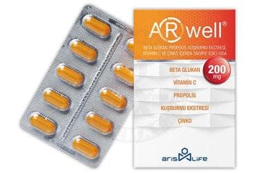 ARWELL BETA GLUKAN, VITAMIN C, PROPOLIS, KUSBURNU EKSTRESI, CINKO ICEREN TAKVIYE EDICI GIDA 30 tablet İlaç Görseli