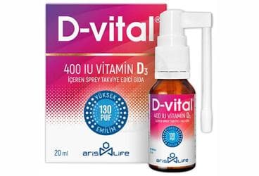 D-VITAL VITAMIN D3 ICEREN SPREY TAKVIYE EDICI GIDA 400 IU 20 ml şişe İlaç Görseli