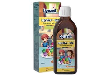 DYNAVIT LIZINKID-B12 L-LIZIN, B VITAMINLERI, CINKO, KROM VE SELENYUM ICEREN TAKVIYE EDICI GIDA 150 ml şişe İlaç Görseli