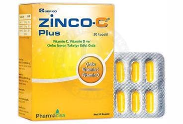 ZINCO-C PLUS VITAMIN C, D VE CINKO ICEREN TAKVIYE EDICI GIDA KAPSUL 30 kapsül İlaç Görseli