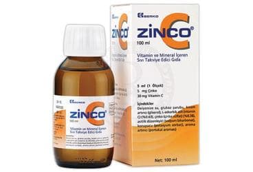 ZINCO-C VITAMIN VE MINERAL ICEREN SIVI TAKVIYE EDICI GIDA 100 ml şişe İlaç Görseli