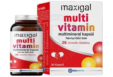 MAXIGAL MULTIVITAMIN MULTIMINERAL ICEREN TAKVIYE EDICI GIDA 30 kapsül İlaç Görseli