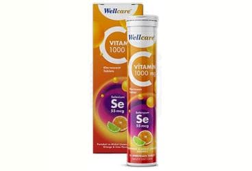 WELLCARE VITAMIN C + SELENYUM ICEREN EFEVESAN TAKVIYE EDICI GIDA 15 tablet İlaç Görseli