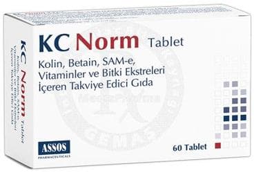 KC NORM KOLIN, BETAIN, SAM-E, VITAMINLER VE BITKI EKSTRELERI ICEREN TAKVIYE EDICI GIDA 60 tablet İlaç Görseli