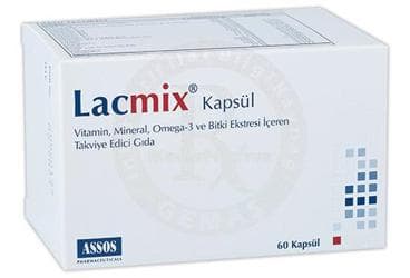 LACMIX KAPSUL VITAMIN, MINERAL, OMEGA-3 VE BITKI EKTRESI ICEREN TAKVIYE EDICI GIDA 60 kapsül İlaç Görseli