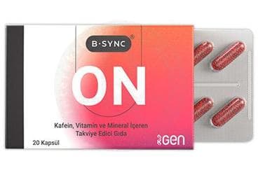 B-SYNC ON KAFEIN, VITAMIN VE MINERAL ICEREN TAKVIYE EDICI GIDA KAPSUL 20 kapsül İlaç Görseli