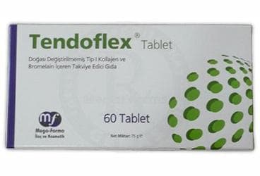 TENDOFLEX TABLET DOGASI DEGISTIRILMEMIS TIP I KOLAJEN VE BROMELAIN ICEREN TAKVIYE EDICI GIDA 60 tablet İlaç Görseli