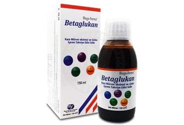 MEGA-FARMA BETAGLUKAN SURUP KARA MURVER EKSTRESI VE CINKO ICEREN TAKVIYE EDICI GIDA 150 ml şişe İlaç Görseli