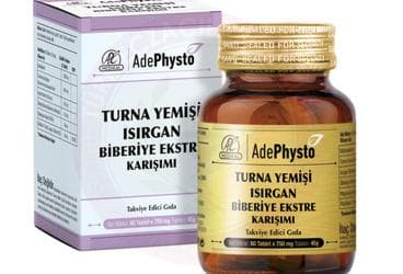 ADE PHYSTO TURNA YEMISI ISIRGAN BIBERIYE EKSTRE KARISIMI TAKVIYE EDICI GIDA 60 tablet İlaç Görseli