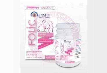 DNZ FOLIC FOLIK ASIT, KALSIYUM, VITAMIN D ICEREN TAKVIYE EDICI GIDA 90 tablet İlaç Görseli