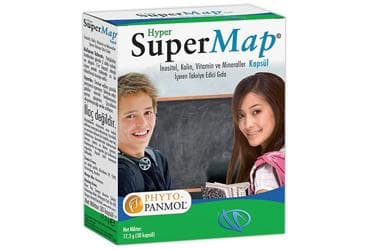 HYPER SUPERMAP INOSITOL, KOLIN, VITAMIN VE MINERALLER ICEREN TAKVIYE EDICI GIDA 30 kapsül İlaç Görseli