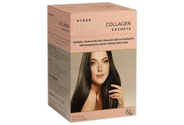 HYPER ELEGANCE COLLAGEN KOLLAJEN, HYALURONIK ASIT, KOENZIM Q10 VE PROBIYOTUK ICEREN TAKVIYE EDICI GIDA 30 x 10 g saşe İlaç Görseli