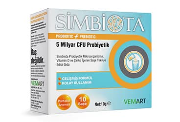 SIMBIOTA PROBIYOTIK MIKROORGANIZMA, VITAMIN D VE CINKO ICEREN SASE TAKVIYE EDICI GIDA 10 saşe İlaç Görseli