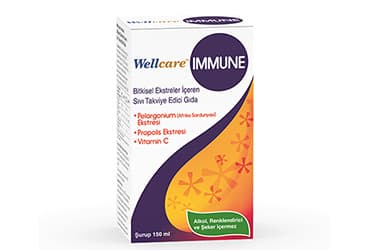 WELLCARE IMMUNE BITKISEL EKSTRELER ICEREN SIVI TAKVIYE EDICI GIDA 150 ml şişe İlaç Görseli
