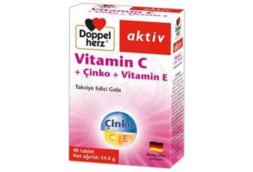 DOPPELHERZ VITAMIN C, CINKO, VITAMIN E DEPO TABLET 40 tablet İlaç Görseli