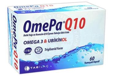 OMEPA-Q10 OMEGA3 & UBIQUINOL BALIK YAGI VE KOENZIM Q10 ICEREN TAKVIYE EDICI GIDA 60 kapsül İlaç Görseli