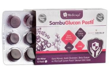 SAMBUGLUCAN KARAMURVER, KEKIK EKSTRELERI, BETA GLUKAN VE MURRISAFI ICEREN PASTIL 12 pastil İlaç Görseli